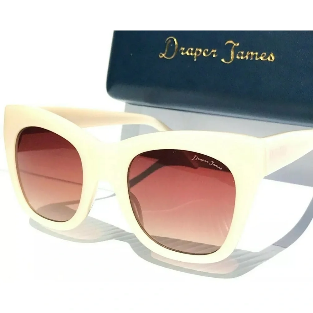 NEW Draper James ELOISE Ivory & Brown Designer Women's Sunglass SU 0032 91